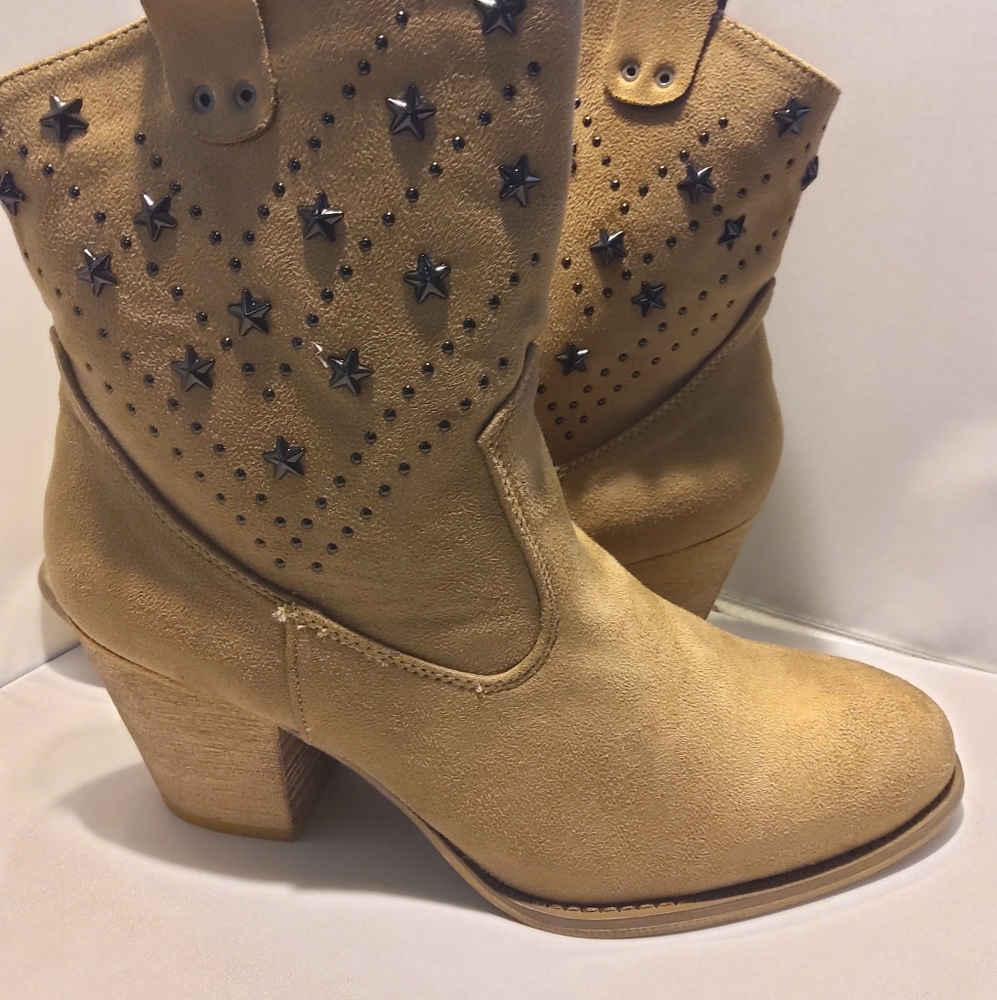 Cowgirl brown/taupe ankle boots with black… - Picture 3 of 9